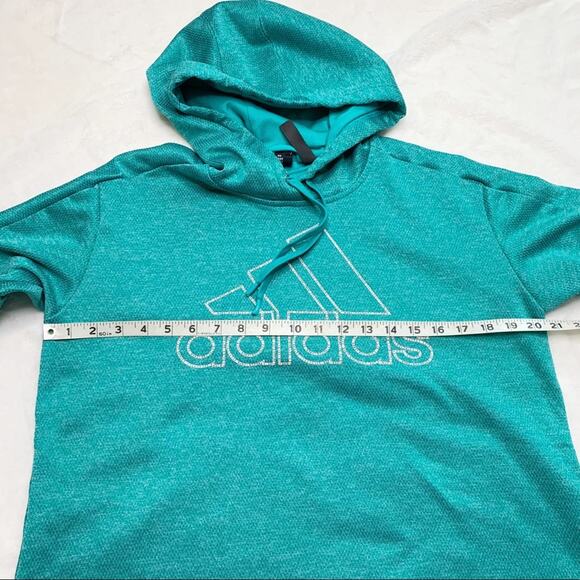 ADIDAS Turquoise Climawarm 3-Stripe Cropped Hoodie size Large - Picture 8 of 12